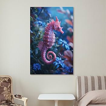 Amazon.co.jp: 絵画 海の底のタツノオトシゴインテリア 絵画